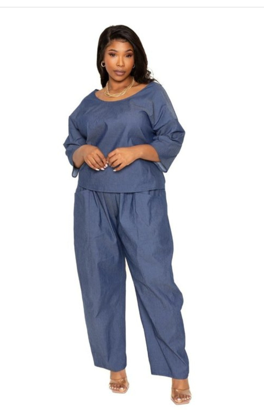 Plus 2 pc denim set